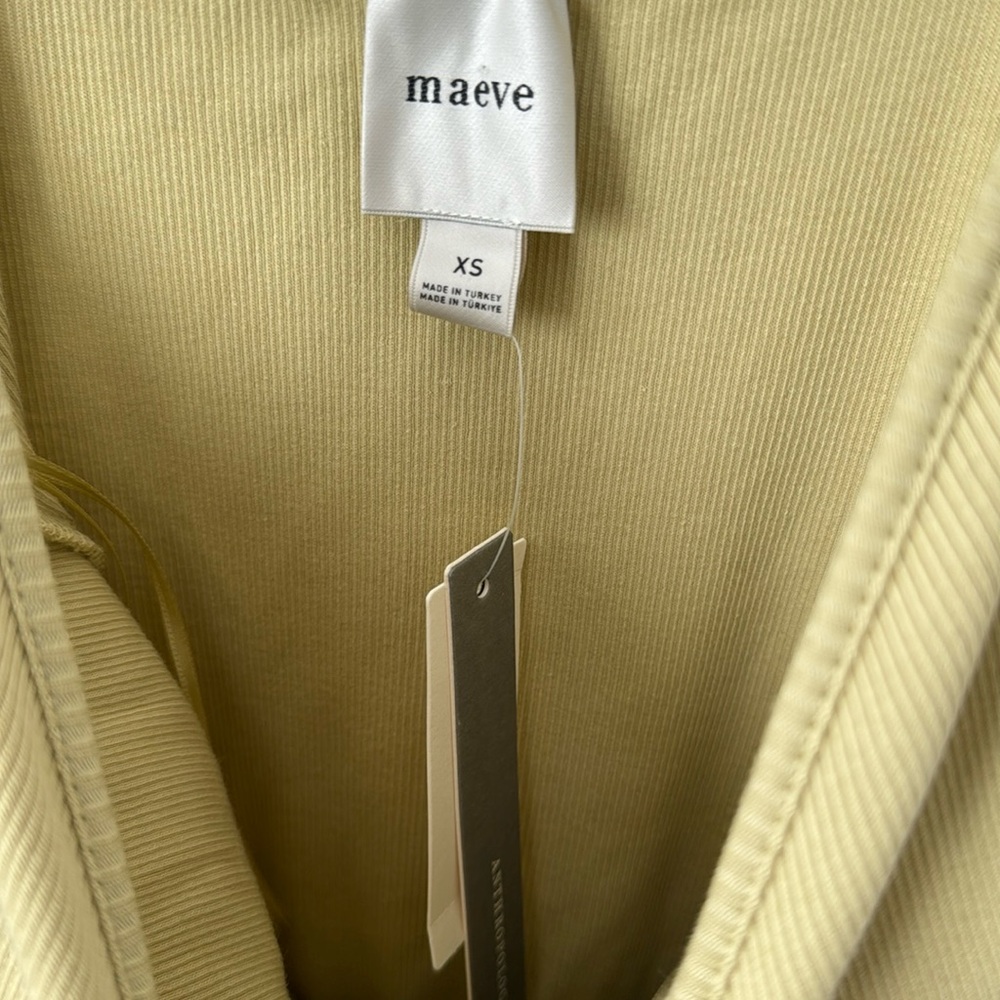 Anthropologie Maeve Sleeveless Ribbed DropWaist Poplin Twofer Midi Dress Size:XS - Picture 7 of 10